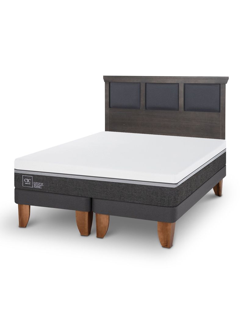 Cama Europea Ortopedic Advance Base Dividida 2 Plazas + Respaldo Torino Gris-0