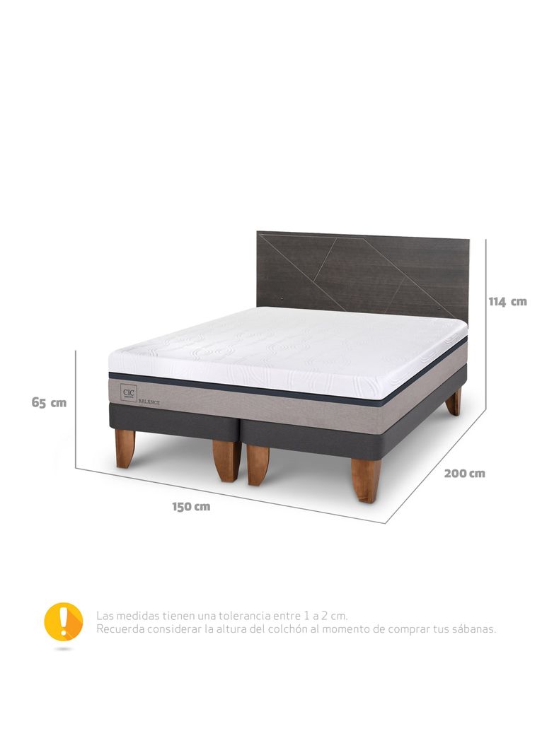 Cama Europea Balance 2 Plazas Base Dividida + Respaldo Villarrica-1