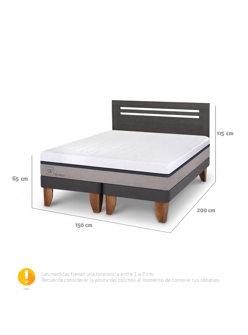 Cama Europea Balance 2 Plazas Base Dividida + Respaldo Múnich-1