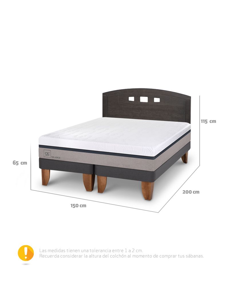 Cama Europea Balance 2 Plazas Base Dividida + Respaldo Gales-1