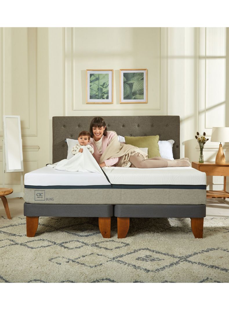 Cama Europea Balance 2 Plazas Base Dividida + Respaldo Gales-4