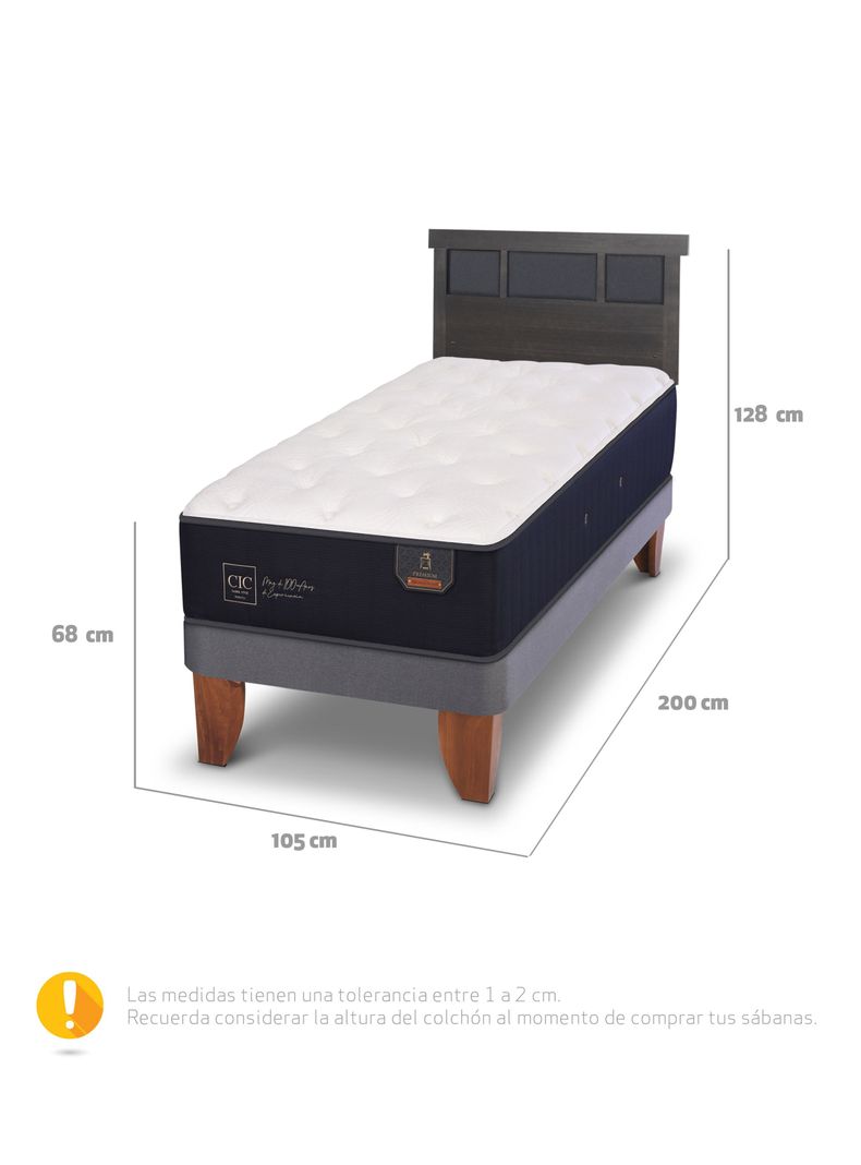 Cama Europea Premium 1.5 Plazas + Respaldo Dublín-1