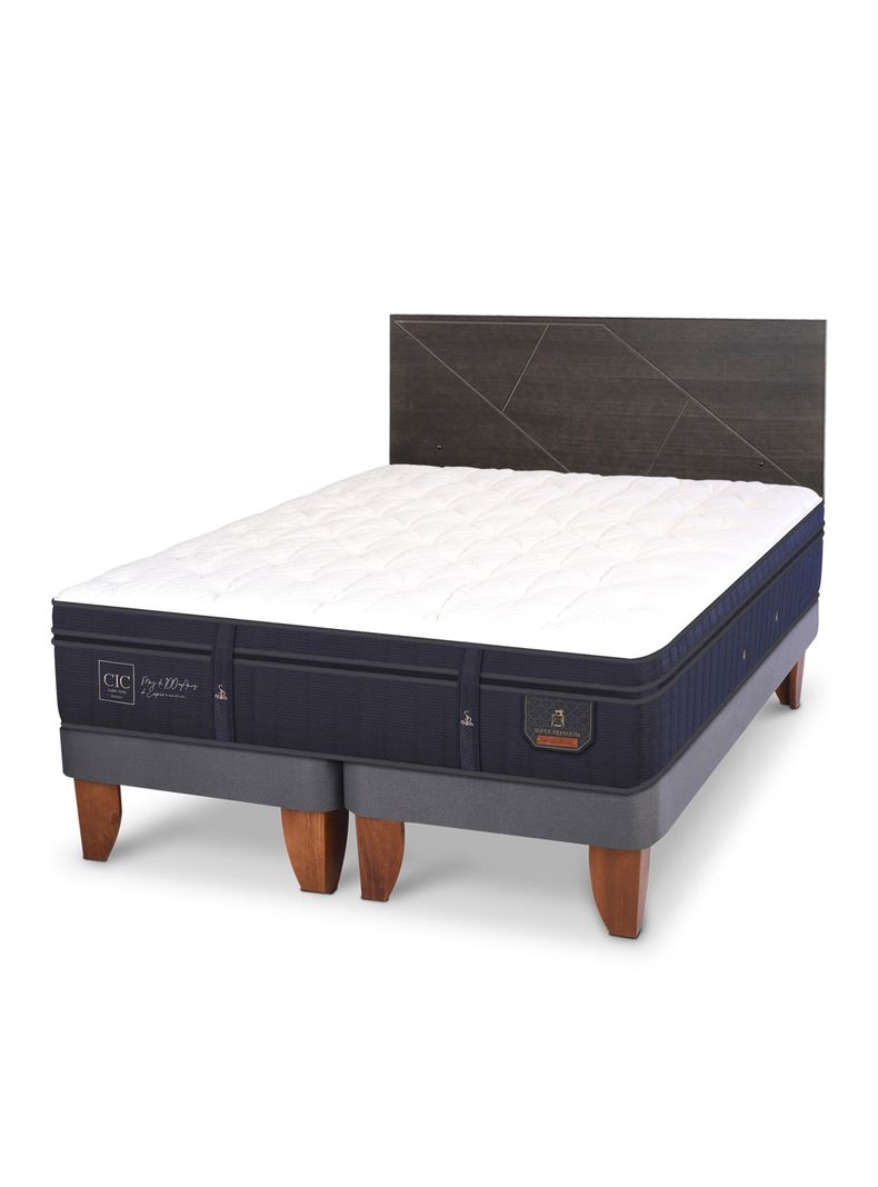 Cama Europea Súper Premium 2 Plazas Base Dividida + Respaldo Villarrica