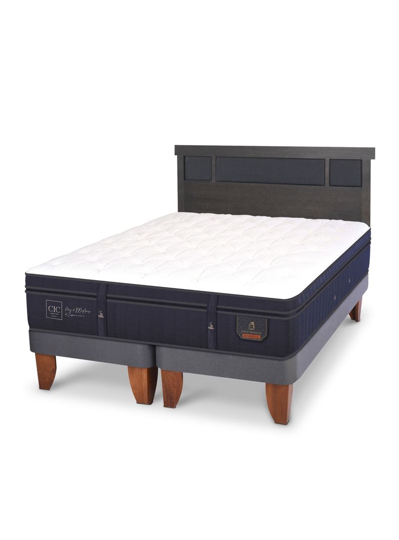 Cama Europea Súper Premium 2 Plazas Base Dividida + Respaldo Dublín