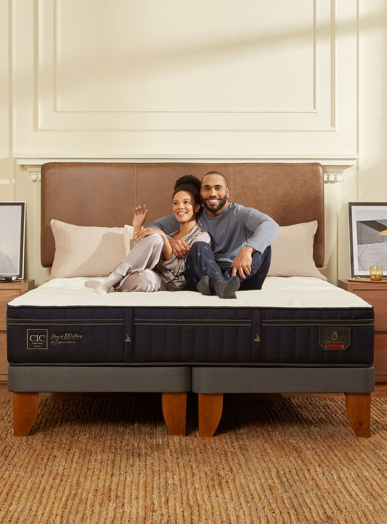 Cama Europea Super Premium Base Dividida 2 Plazas + Respaldo Torino Gris-4