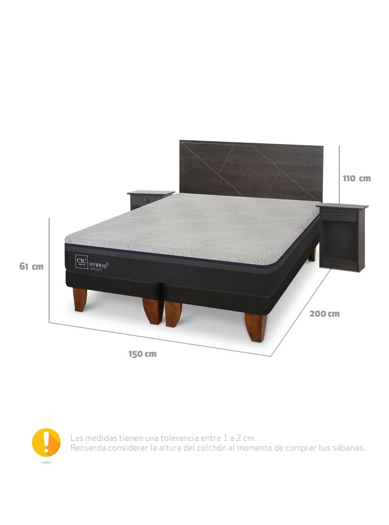 Cama Europea Hybrid Plus Infinity 2 Plazas Base Dividida + Set de Muebles Villarrica-1
