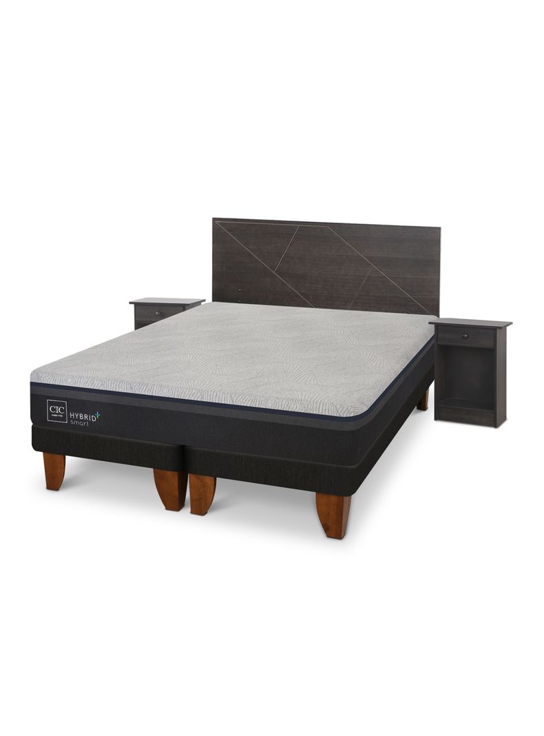 Cama Europea Hybrid Plus Infinity 2 Plazas Base Dividida + Set de Muebles Villarrica-0