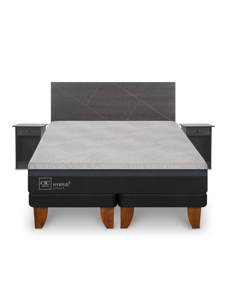 Cama Europea Hybrid Plus Infinity 2 Plazas Base Dividida + Set de Muebles Villarrica-2