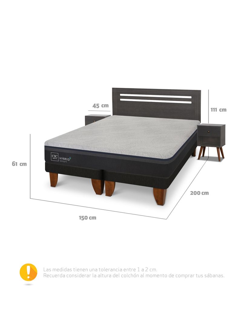 Cama Europea Hybrid Plus Infinity 2 Plazas Base Dividida + Set de Muebles Múnich-1