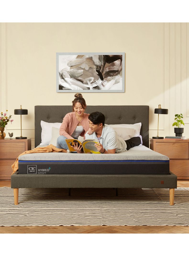 Cama Europea Hybrid Plus Infinity 2 Plazas Base Dividida + Set de Muebles Múnich-4