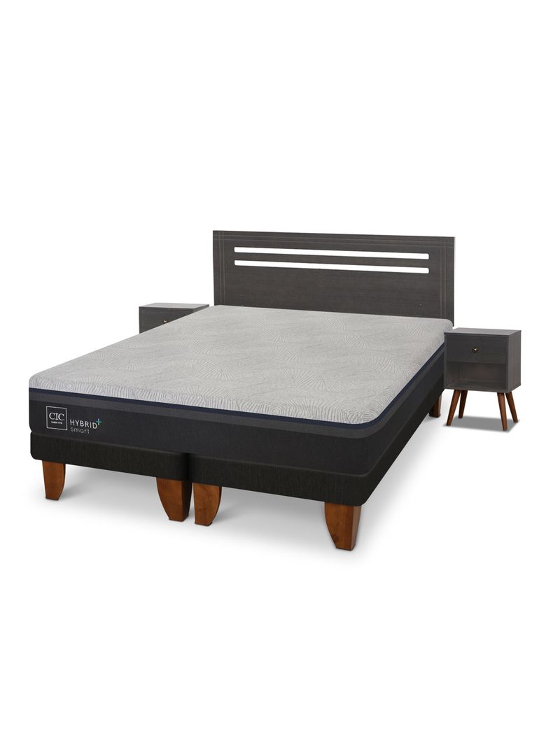 Cama Europea Hybrid Plus Infinity 2 Plazas Base Dividida + Set de Muebles Múnich-0