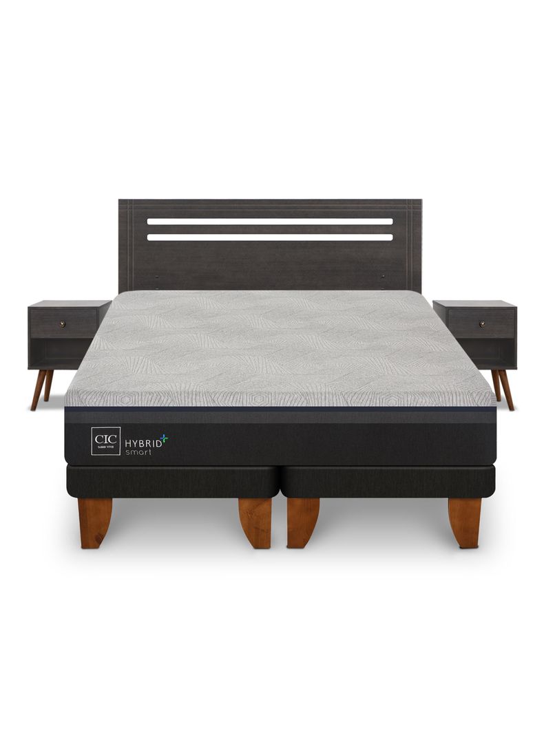 Cama Europea Hybrid Plus Infinity 2 Plazas Base Dividida + Set de Muebles Múnich-2