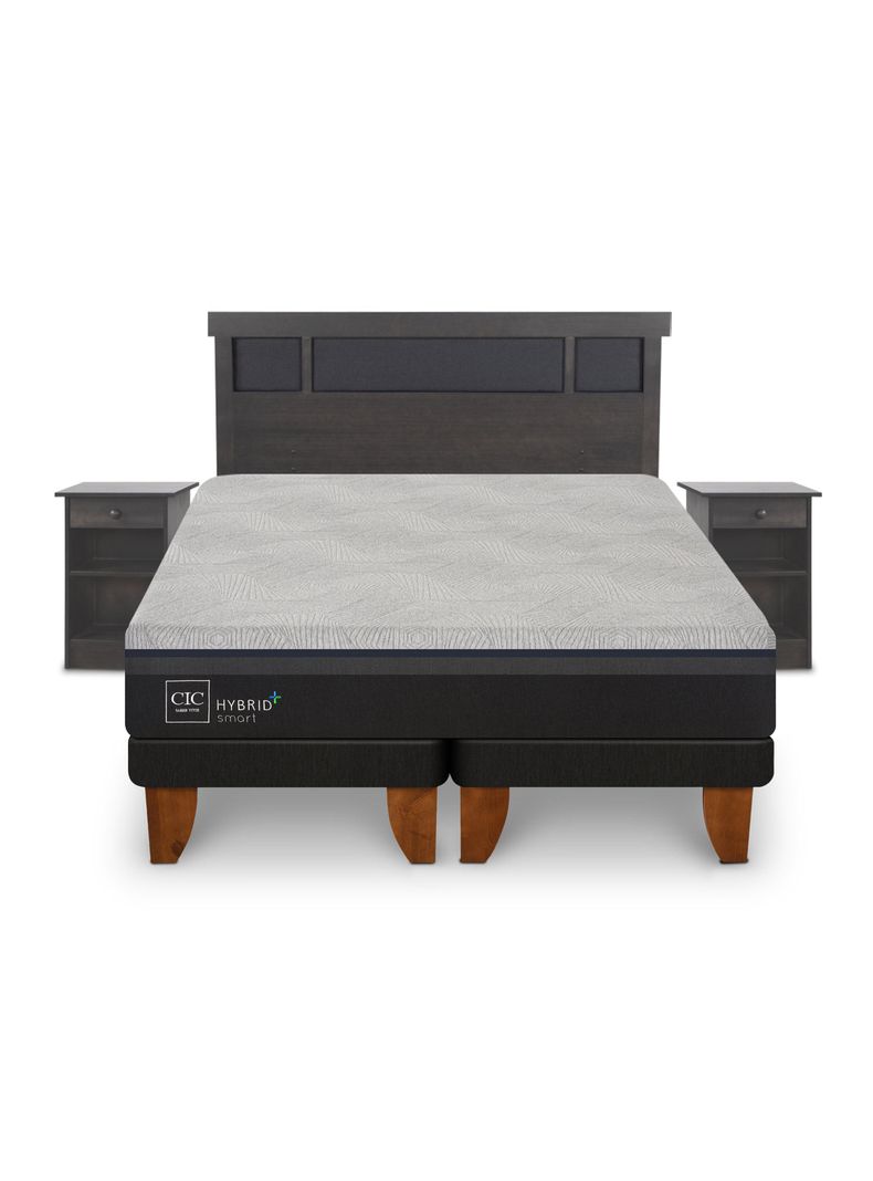 Cama Europea Hybrid Plus Infinity 2 Plazas Base Dividida + Set de Muebles Dublín-2