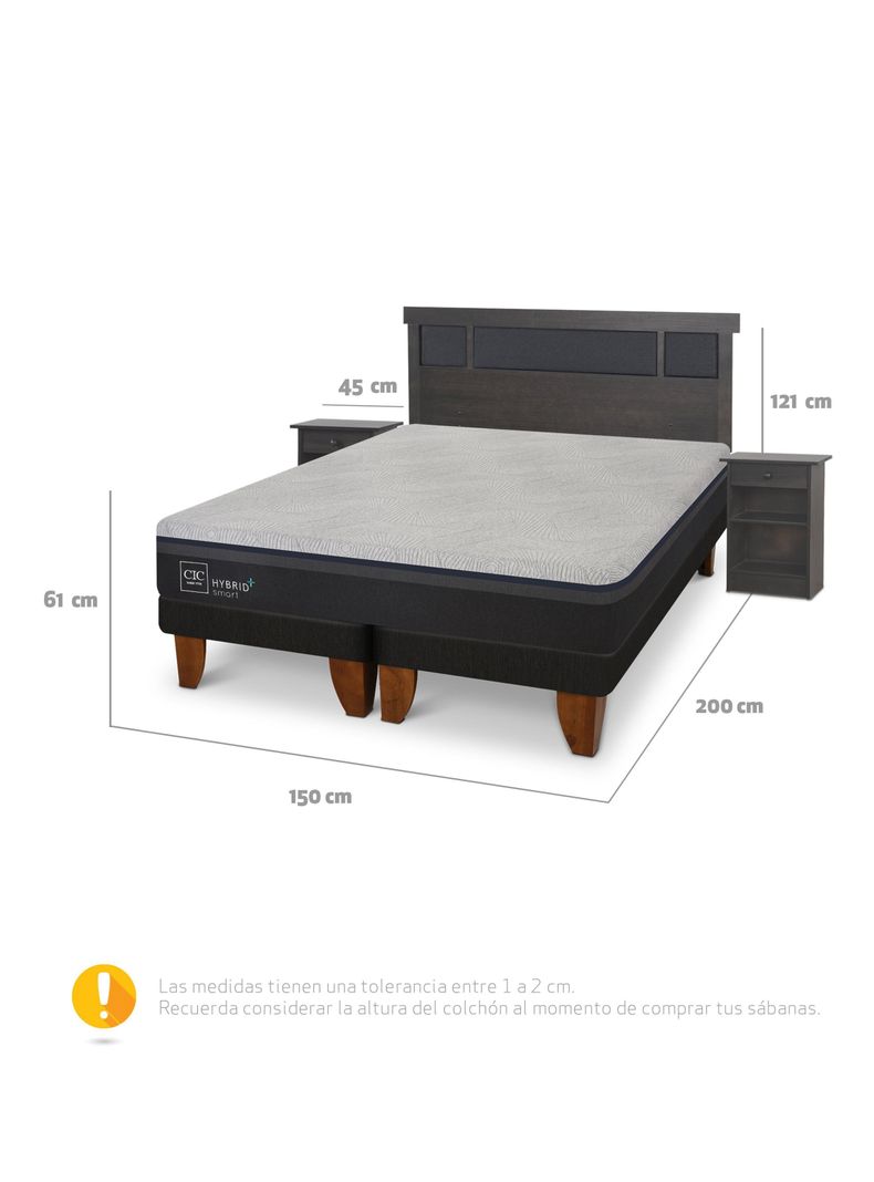 Cama Europea Hybrid Plus Infinity 2 Plazas Base Dividida + Set de Muebles Dublín-1