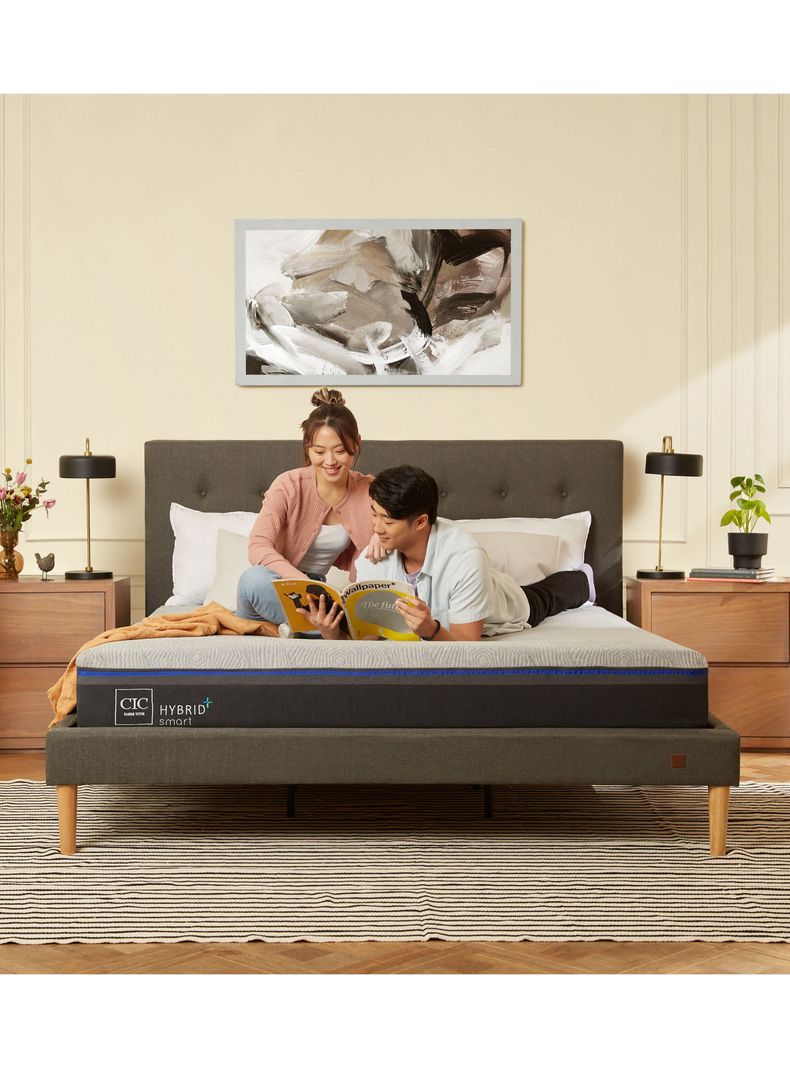 Cama Europea Hybrid Plus Infinity 2 Plazas Base Dividida + Set de Muebles Dublín-4