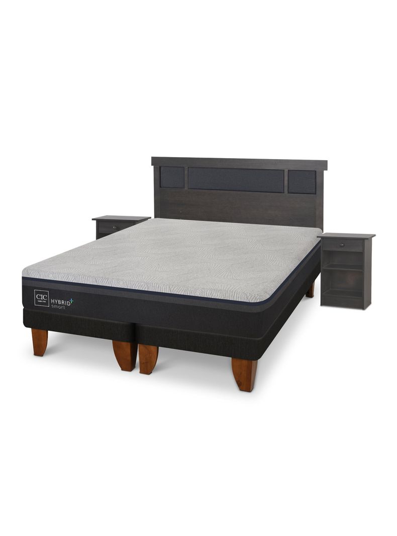 Cama Europea Hybrid Plus Infinity 2 Plazas Base Dividida + Set de Muebles Dublín-0