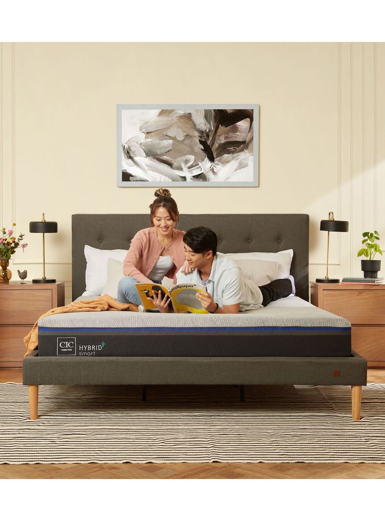 Cama Europea Hybrid Plus Infinity 2 Plazas Base Dividida + Respaldo Dublín-4