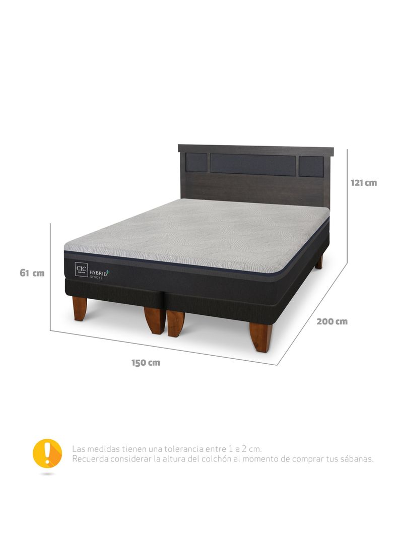 Cama Europea Hybrid Plus Infinity 2 Plazas Base Dividida + Respaldo Dublín-1