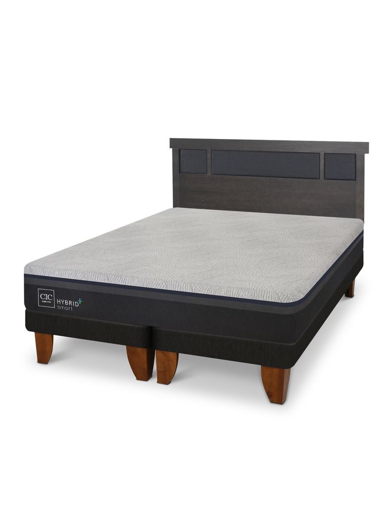 Cama Europea Hybrid Plus Infinity 2 Plazas Base Dividida + Respaldo Dublín-0