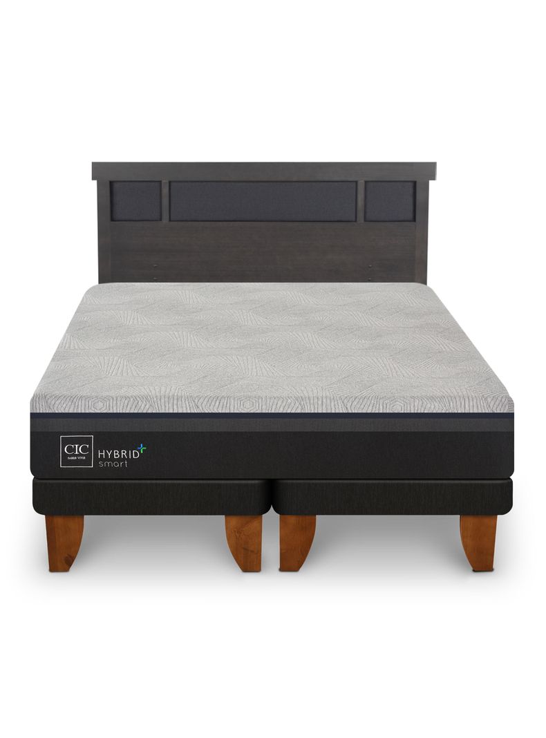 Cama Europea Hybrid Plus Infinity 2 Plazas Base Dividida + Respaldo Dublín-2