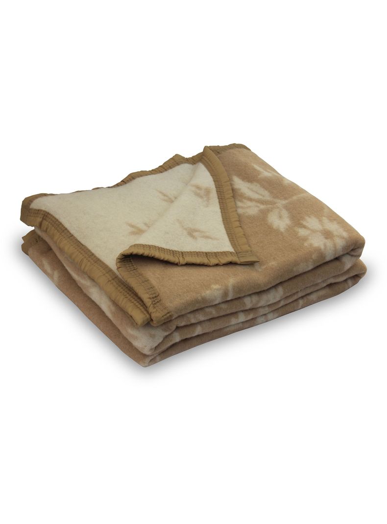 Frazada Lana King Beige Floreado-0