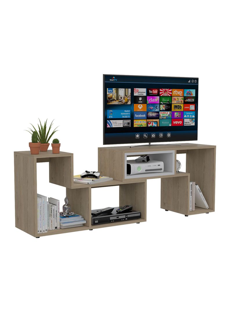 Rack Extensible Tv40 + Biblioteca Cubo + Arrimo Rovere-0