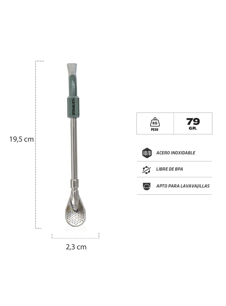 Bombilla para Mate de Cuchara Verde-2