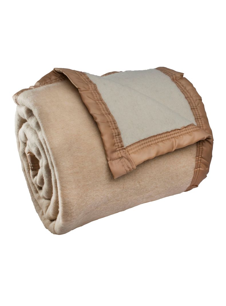 Frazada Lana 1.5 Plazas Beige Liso-1