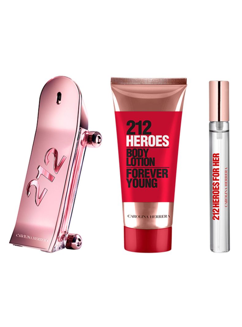 Set Perfume Carolina Herrera 212 Heroes For Her EDP Mujer 80 ml Body  Lotion 100 ml Megaspritzer 10 ml