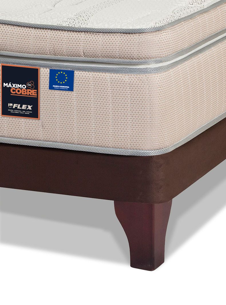 Cama Europea Máximo Cobre 1.5 Plazas + Respaldo Chocolate-2