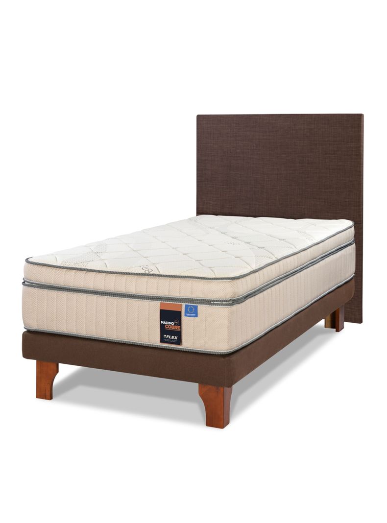 Cama Europea Máximo Cobre 1.5 Plazas + Respaldo Chocolate-0