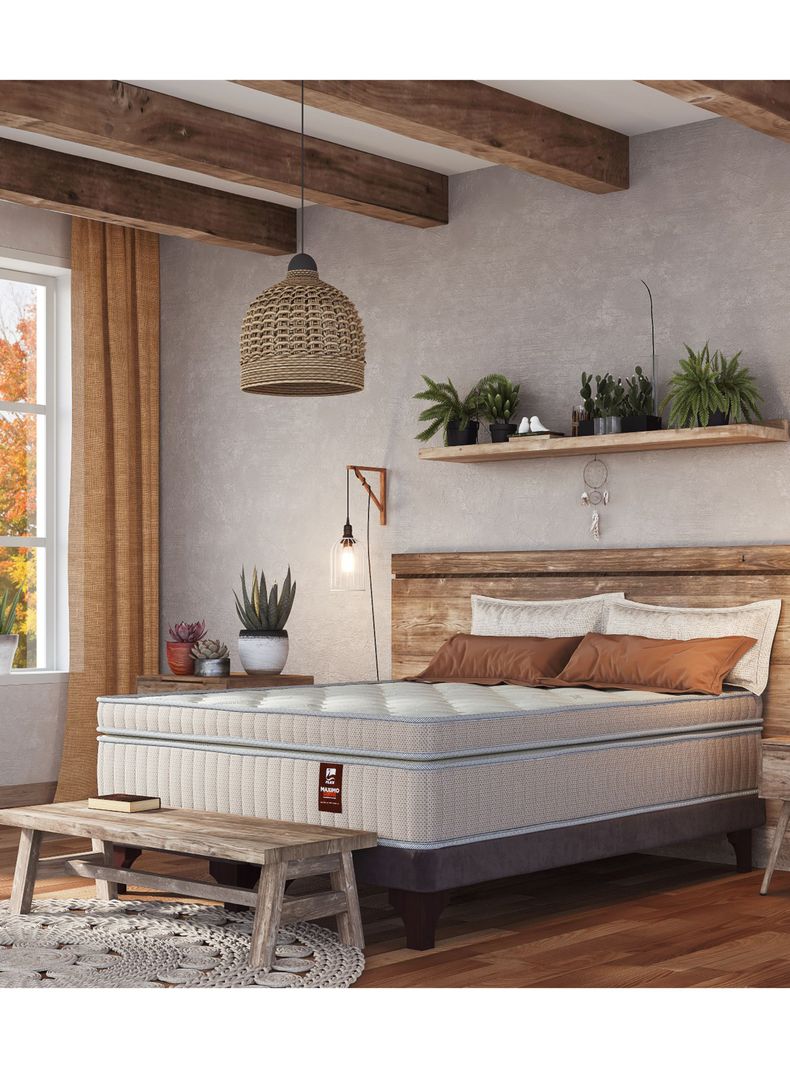 Cama Europea Máximo Cobre 1.5 Plazas + Respaldo Chocolate-5