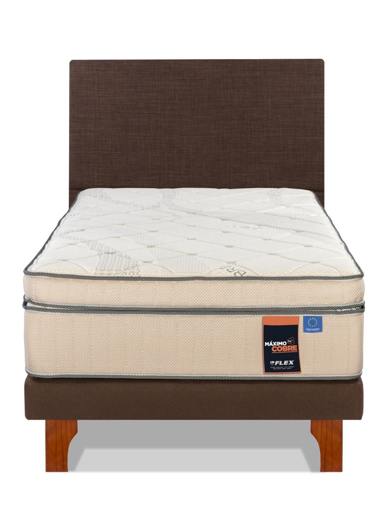Cama Europea Máximo Cobre 1.5 Plazas + Respaldo Chocolate-1