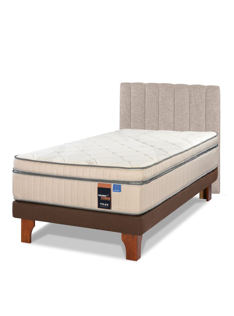 Cama Europea Máximo Cobre 1.5 Plazas + Respaldo Beige-0