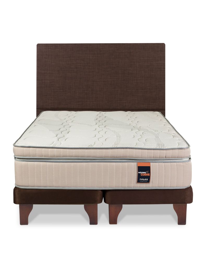 Cama Europea Máximo Cobre King + Respaldo Chocolate-1