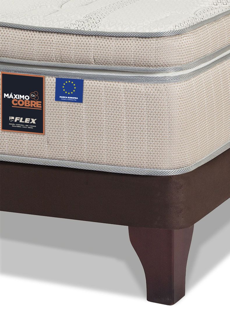 Cama Europea Máximo Cobre King + Respaldo Tubular + Velador Atenas-2