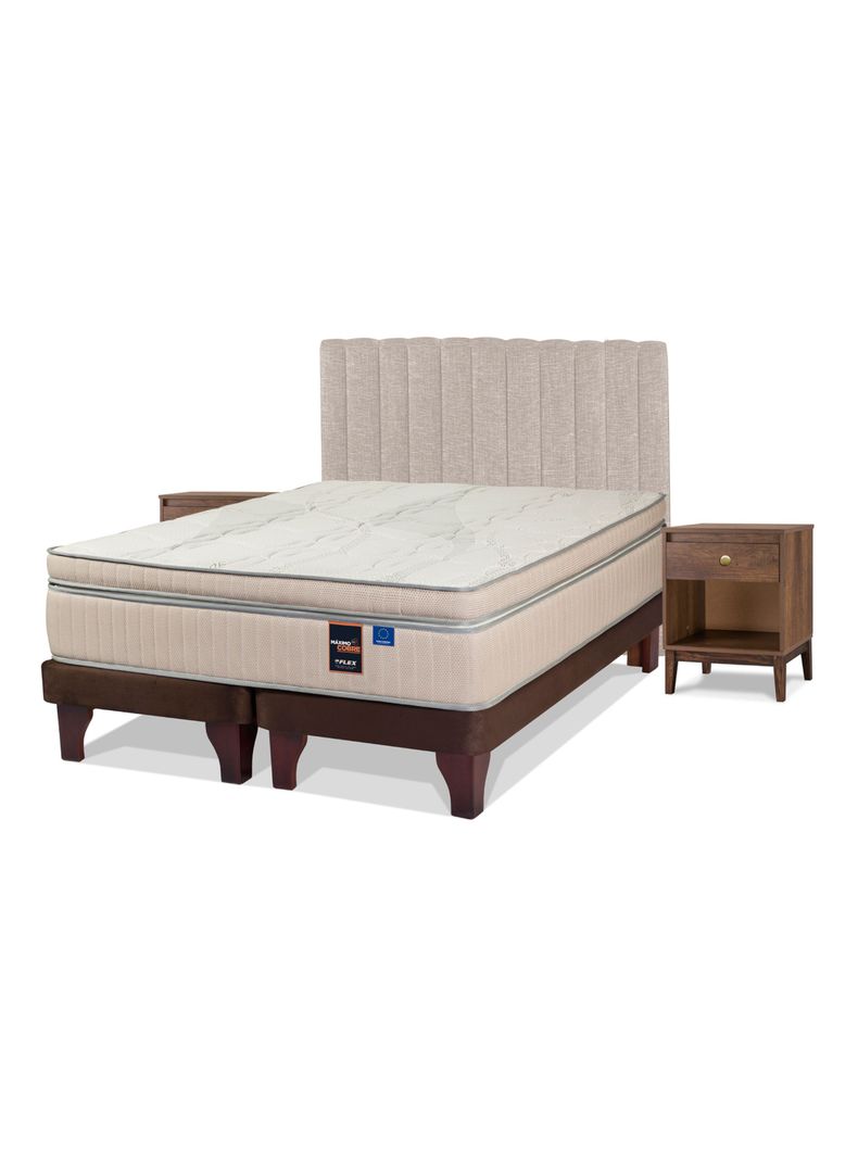 Cama Europea Máximo Cobre King + Respaldo Tubular + Velador Atenas-0