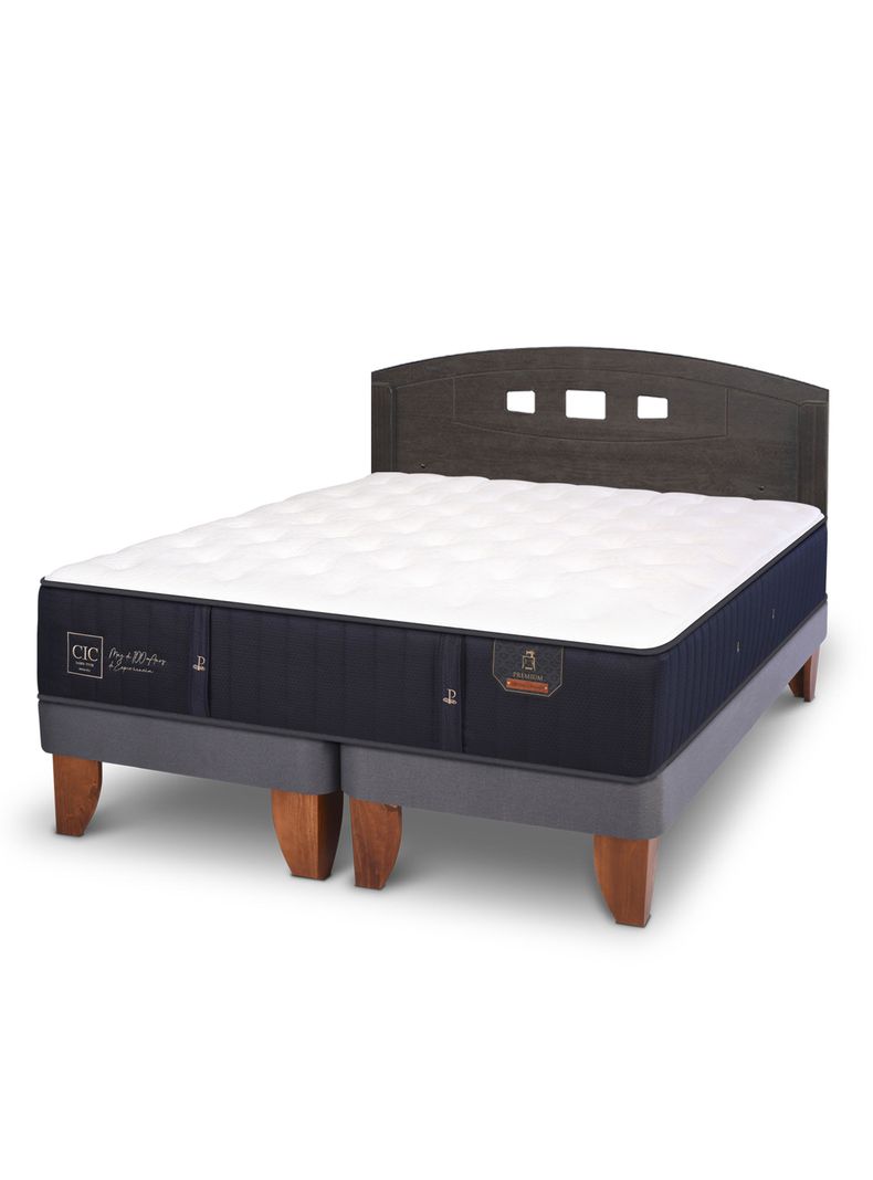 Cama Europea Premium Base Dividida 2 Plazas + Respaldo Gales Gris-0