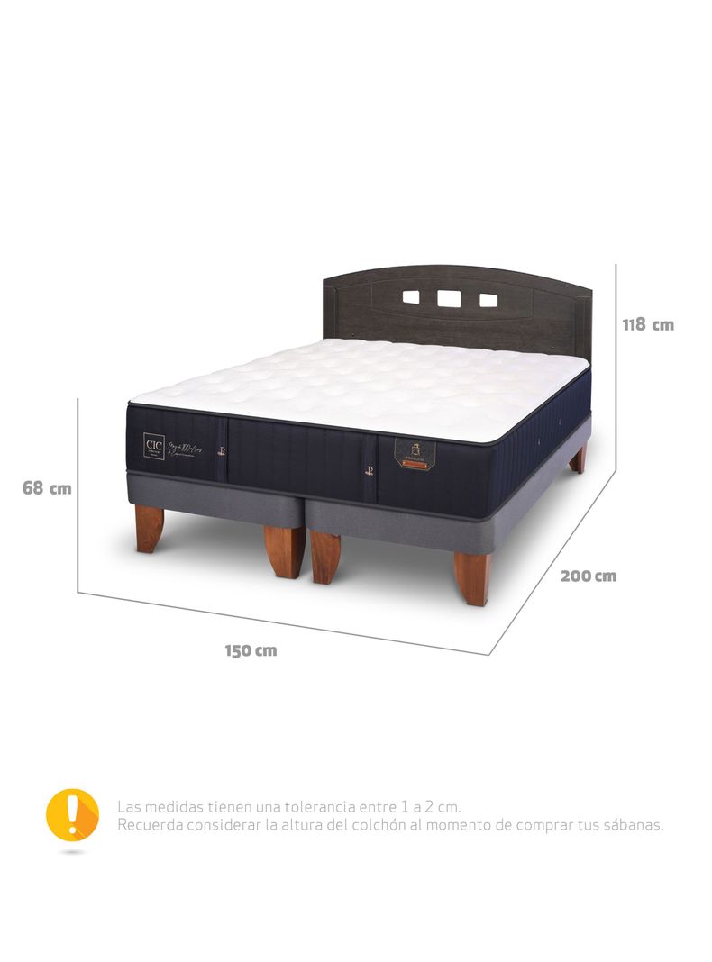 Cama Europea Premium Base Dividida 2 Plazas + Respaldo Gales Gris-1