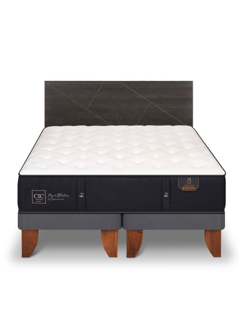 Cama Europea Premium Base Dividida 2 Plazas + Respaldo Villarrica Gris-2