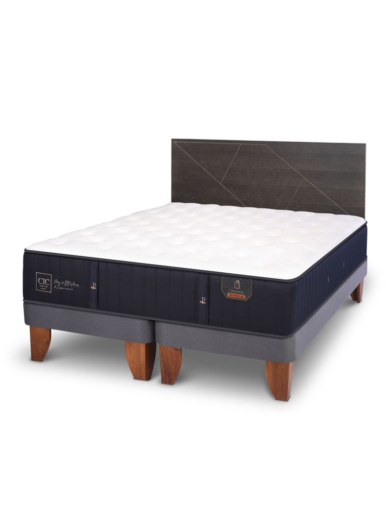 Cama Europea Premium Base Dividida 2 Plazas + Respaldo Villarrica Gris-0