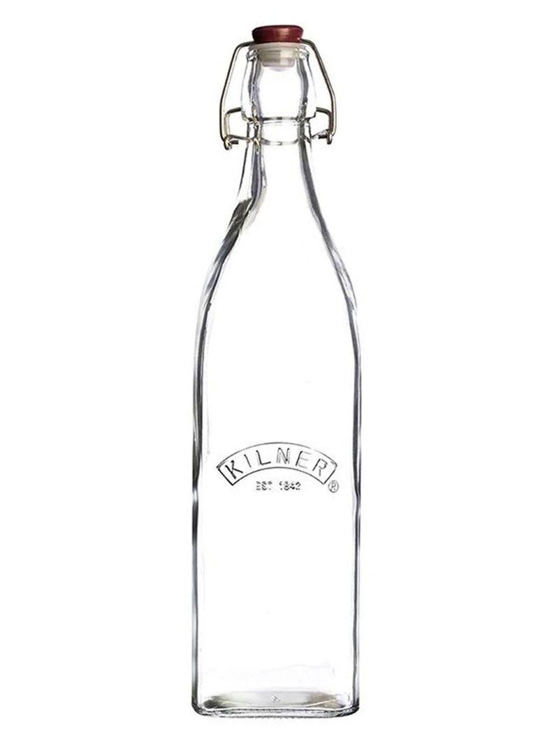 Botella de Vidrio Tapa Café y Cierre Clip 1 Litro-0