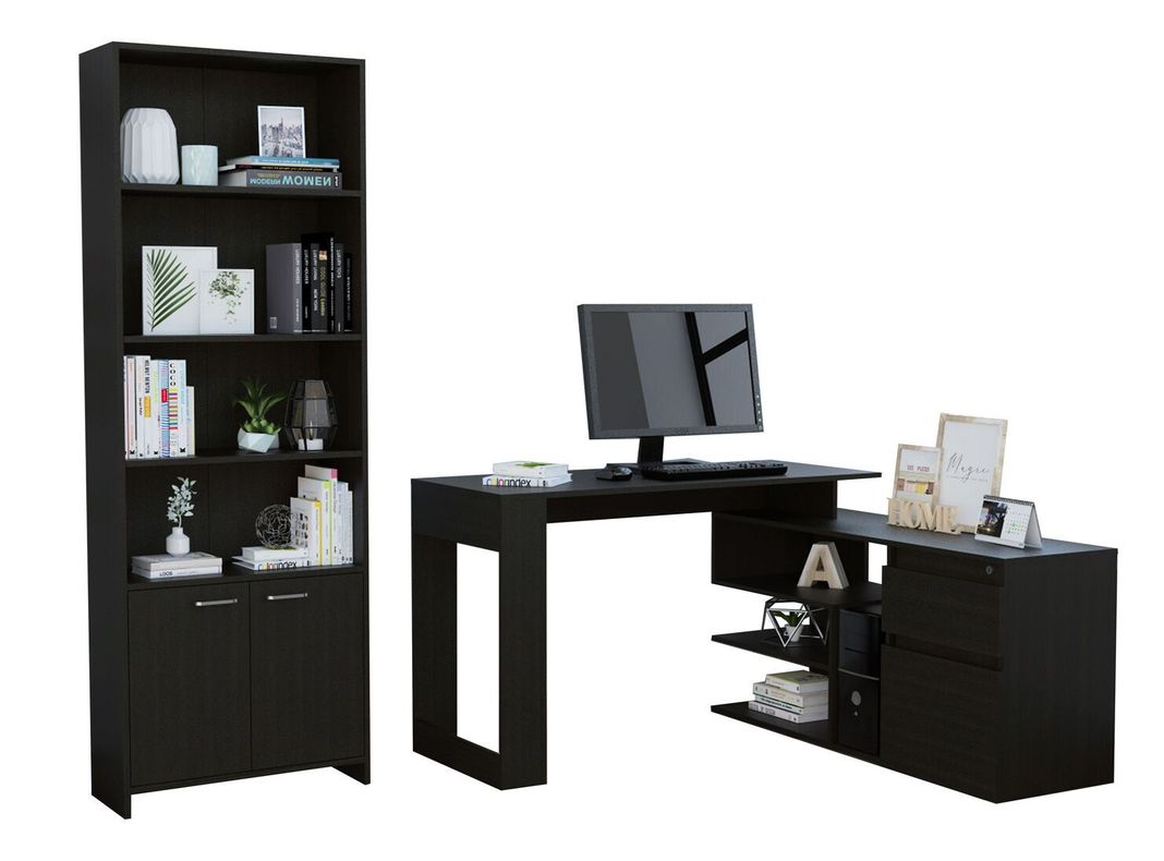 Combo: Biblioteca Lisa 180 cm con Puerta + Escritorio Alteza-0