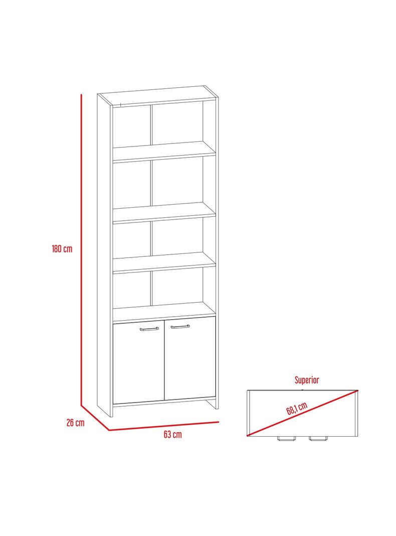 Combo: Biblioteca Lisa 180 cm con Puerta + Escritorio Alteza-1