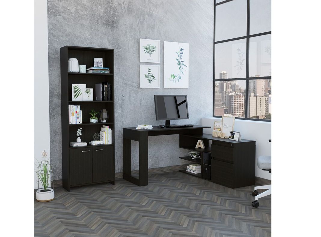 Combo: Biblioteca Lisa 180 cm con Puerta + Escritorio Alteza-3