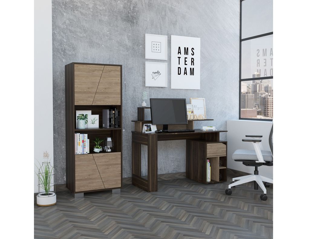 Combo: Biblioteca Fraktal + Escritorio Office 9 TuHome-1