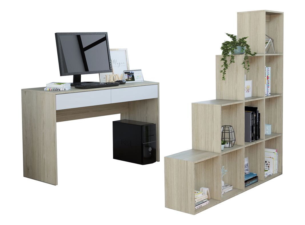Combo TuHome Biblioteca Escalera Beijing + Escritorio Acre-0