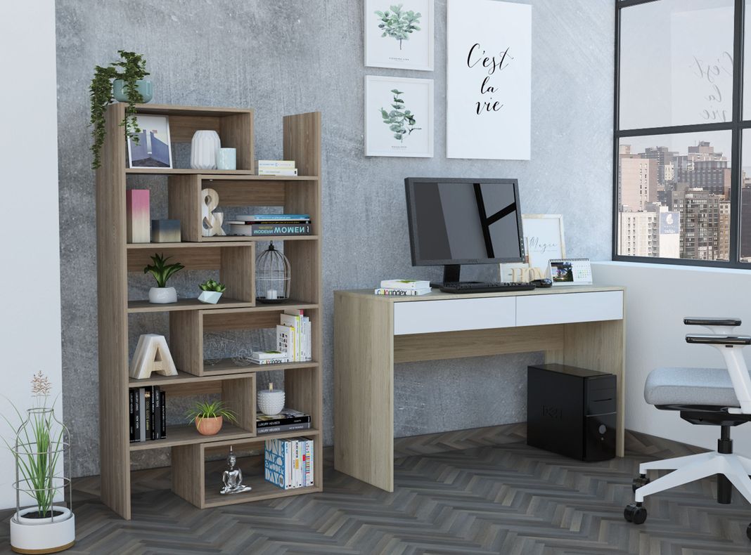 Combo: Biblioteca Office 10 + Escritorio Acre TuHome-1