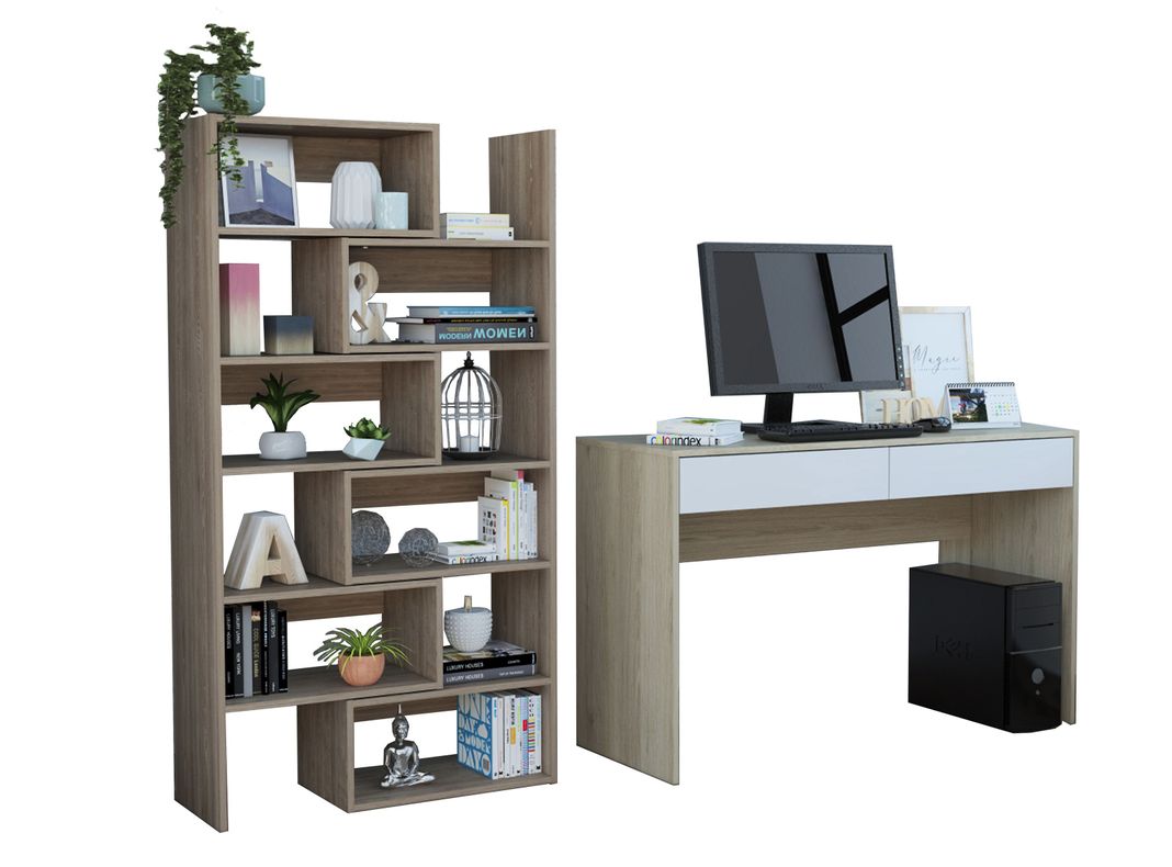 Combo: Biblioteca Office 10 + Escritorio Acre TuHome-0