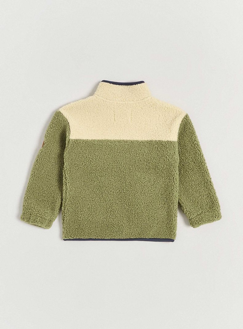 Chaqueta Sherpa Color Block Dos Colores-3